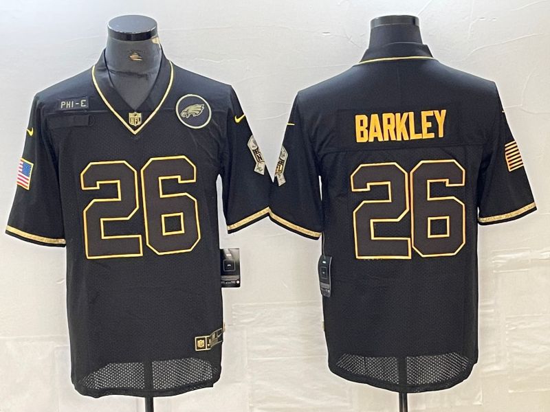 Men Philadelphia Eagles #26 Barkley Black retro gold 2024 Nike Limited NFL Jersey